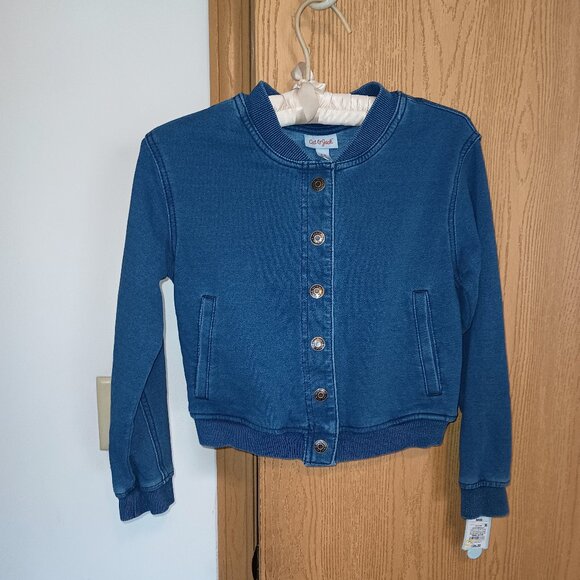 NEW Cat & Jack™ Girls' Varsity Denim Jacket Medium Wash - Picture 2 of 6